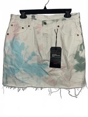 Levi's Premium High-Rise Deconstructed Skirt - Tie-Dye Design Size 31